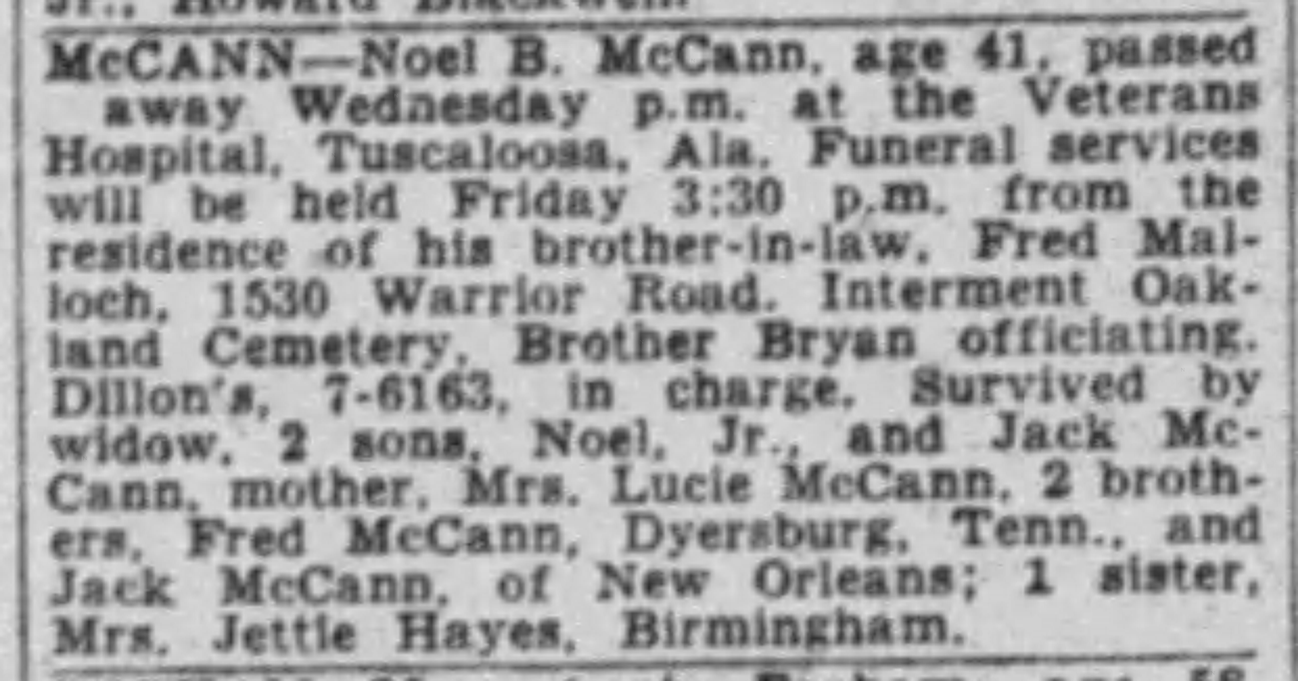 Noel B. McCann obituary